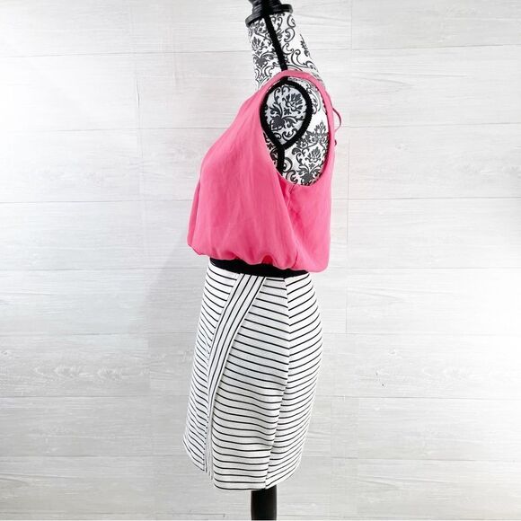 Speechless Solid Chiffon to Stripe Blouson Dress - Picture 8 of 10
